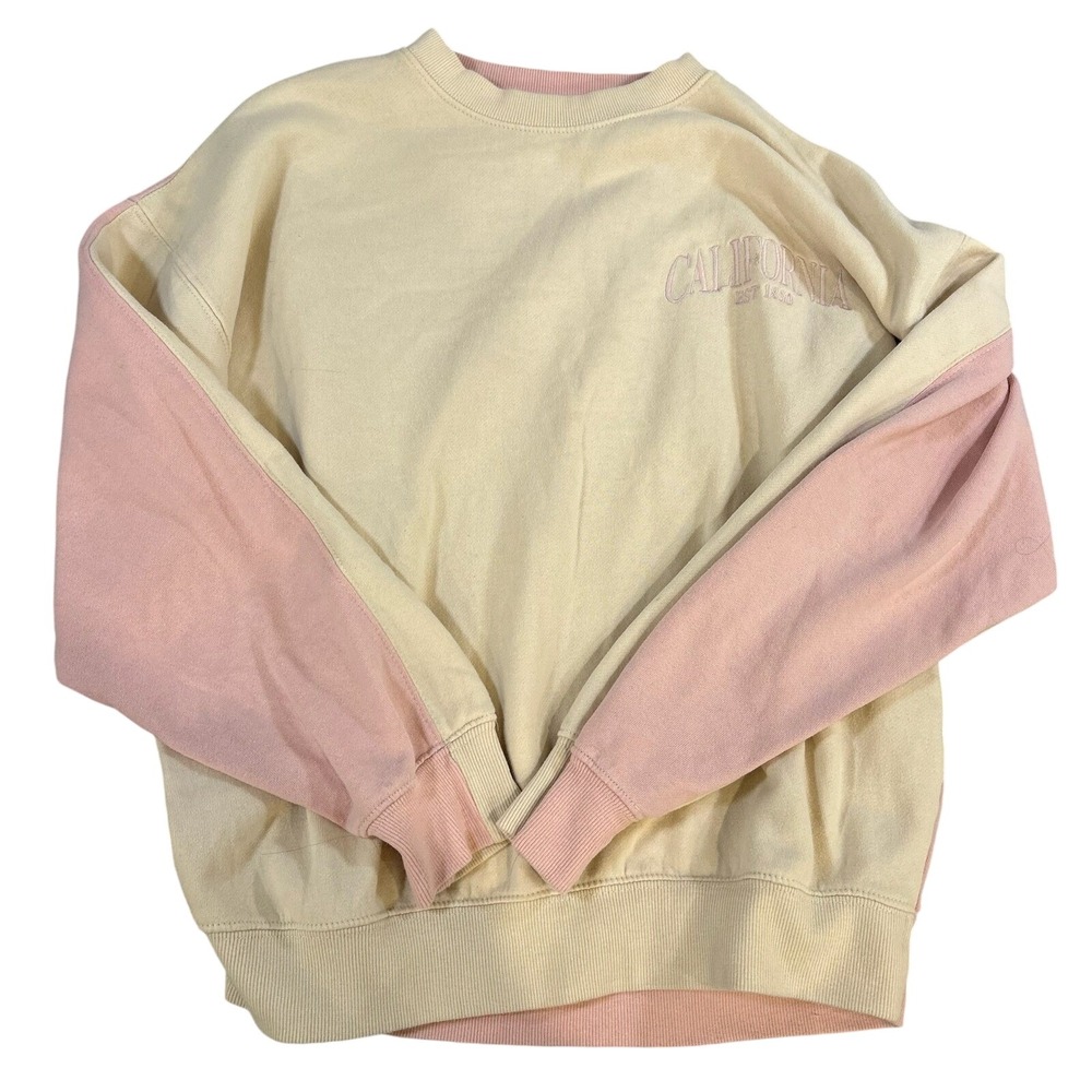 Reflex California Est 1988 Colorblock Crewneck Sweatshirt Pink Cream Size S